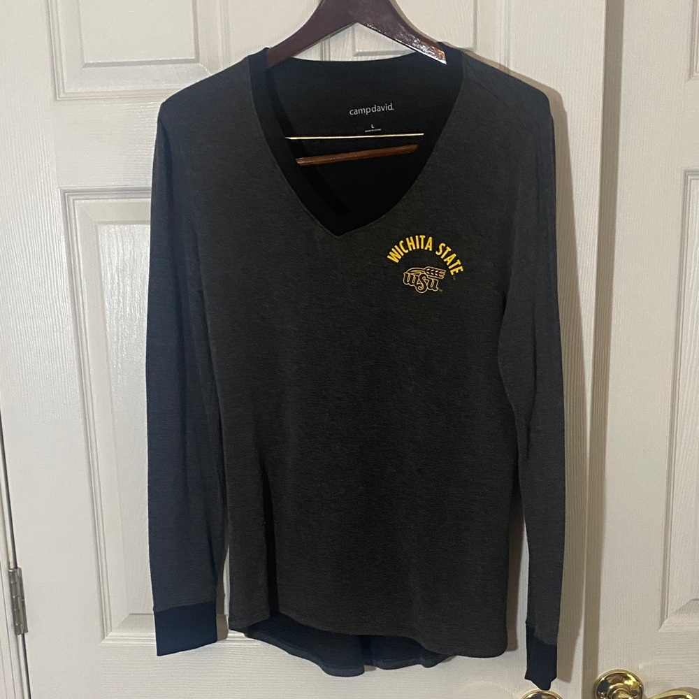 Shockers L Wichita State University Long Sleeve V-Neck Shirt